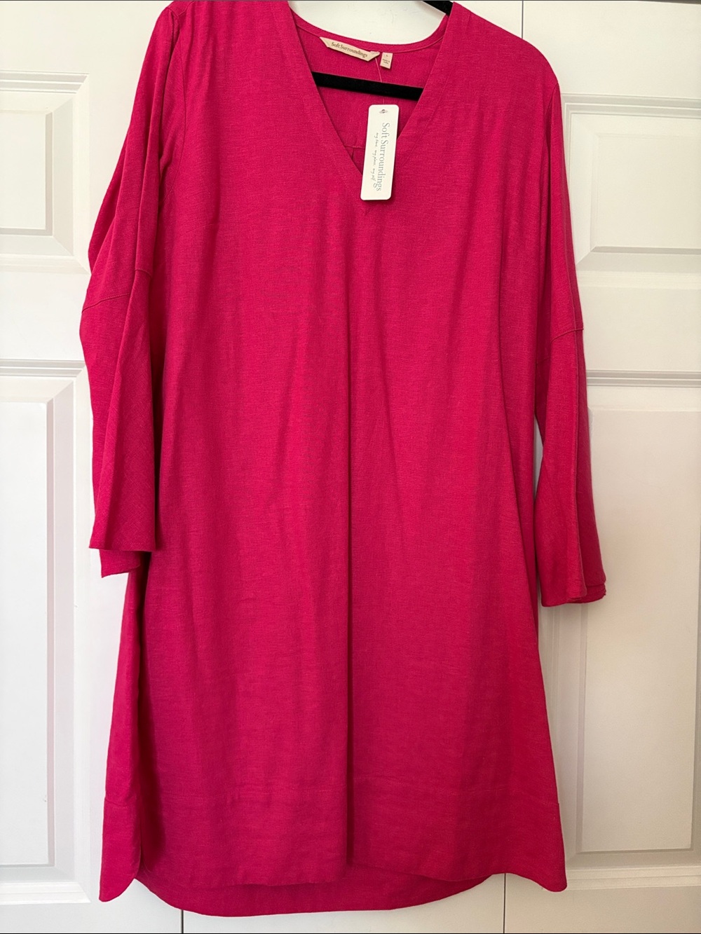 Soft Surroundings Hot Pink V-Neck Mini Dress